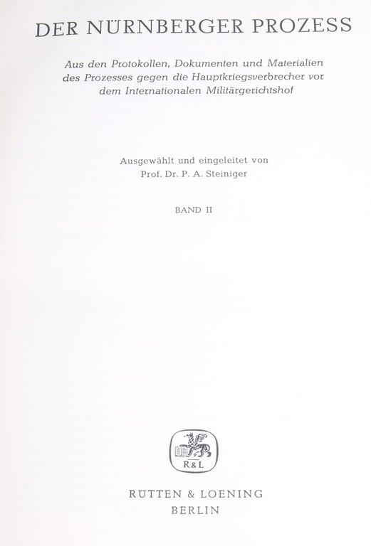Grāmata„Der Nunberger prozess(Nirnbergas process), 2 sējumi”