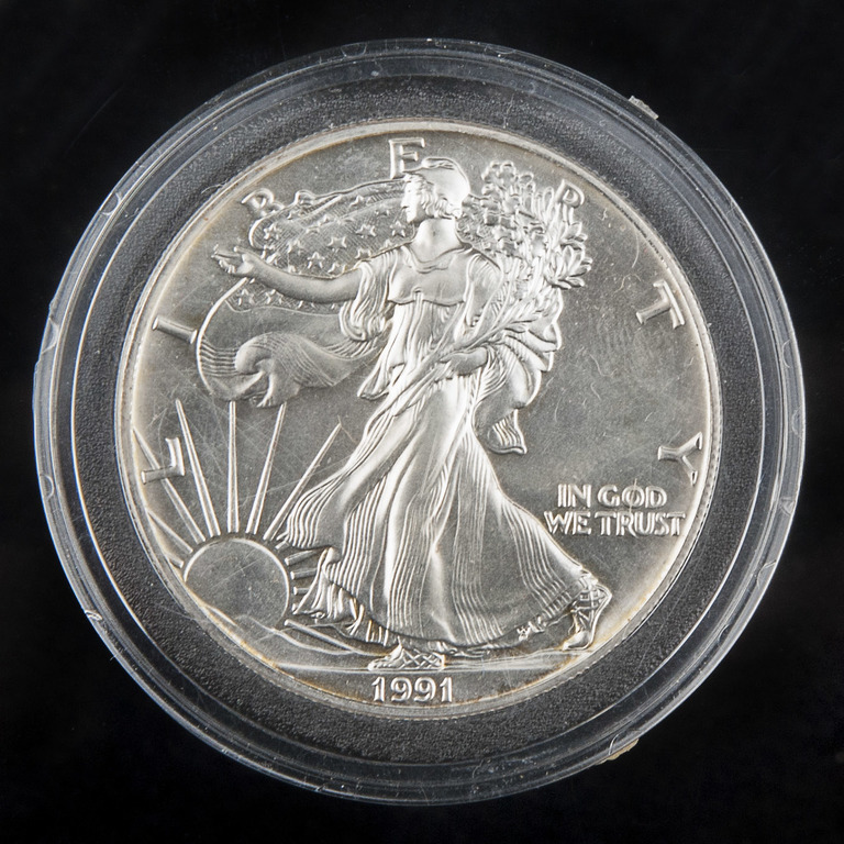 Серебряная монета Американский Орёл один доллар
