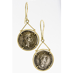 Silver earrings with golden frame
