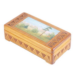 Wooden chest with painting