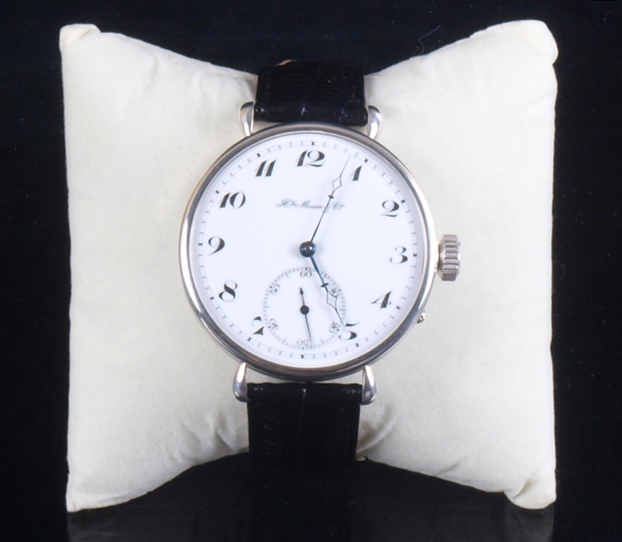 Silver wristwatch (male) with leather strap