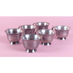 6 silvered metal cups