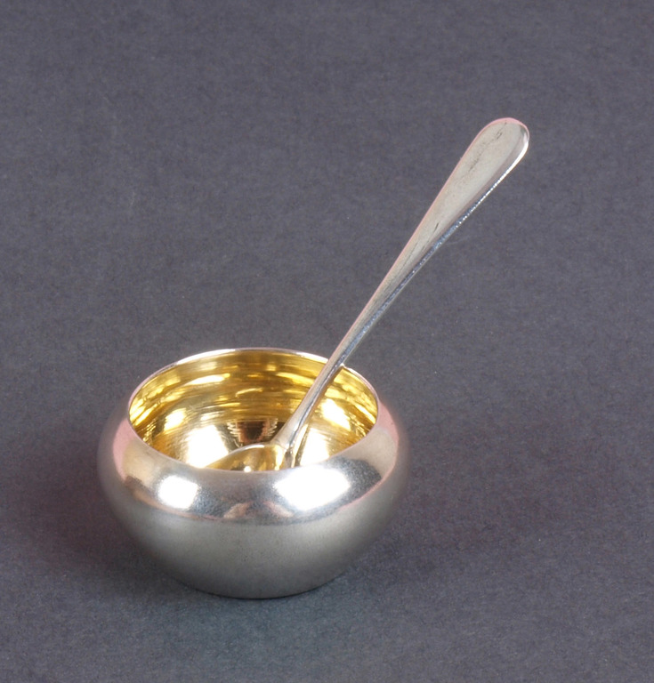 Серебряная миска для специи с ложкой