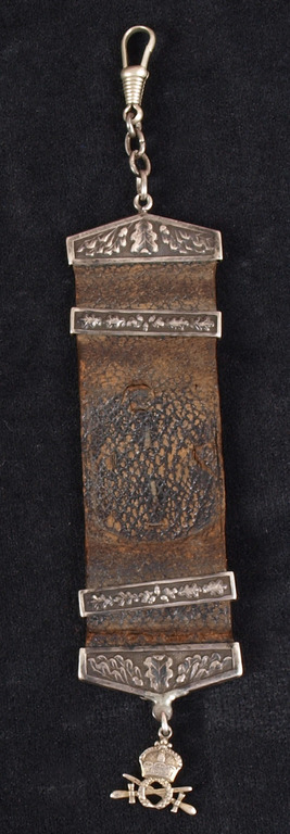Silver watch chain with leather